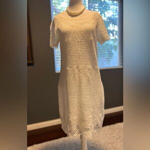- Ralph Lauren crocheted short sleeve dress. Fully lined.Size  Pm